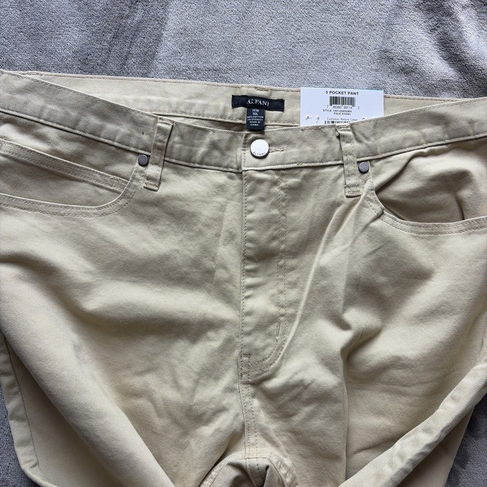 Lot of 2 ALFANI Men's Chino Pants Gray Beige 36x30 Straight Leg - NWT - Picture 2 of 6